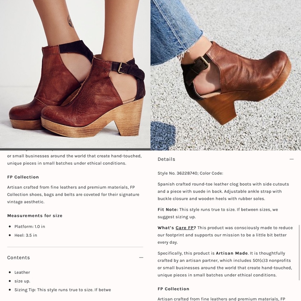 Free People Amber Orchard Wood Platform Clogs 8/38 Boho Retro Indie Sleeze Euro - Picture 16 of 16